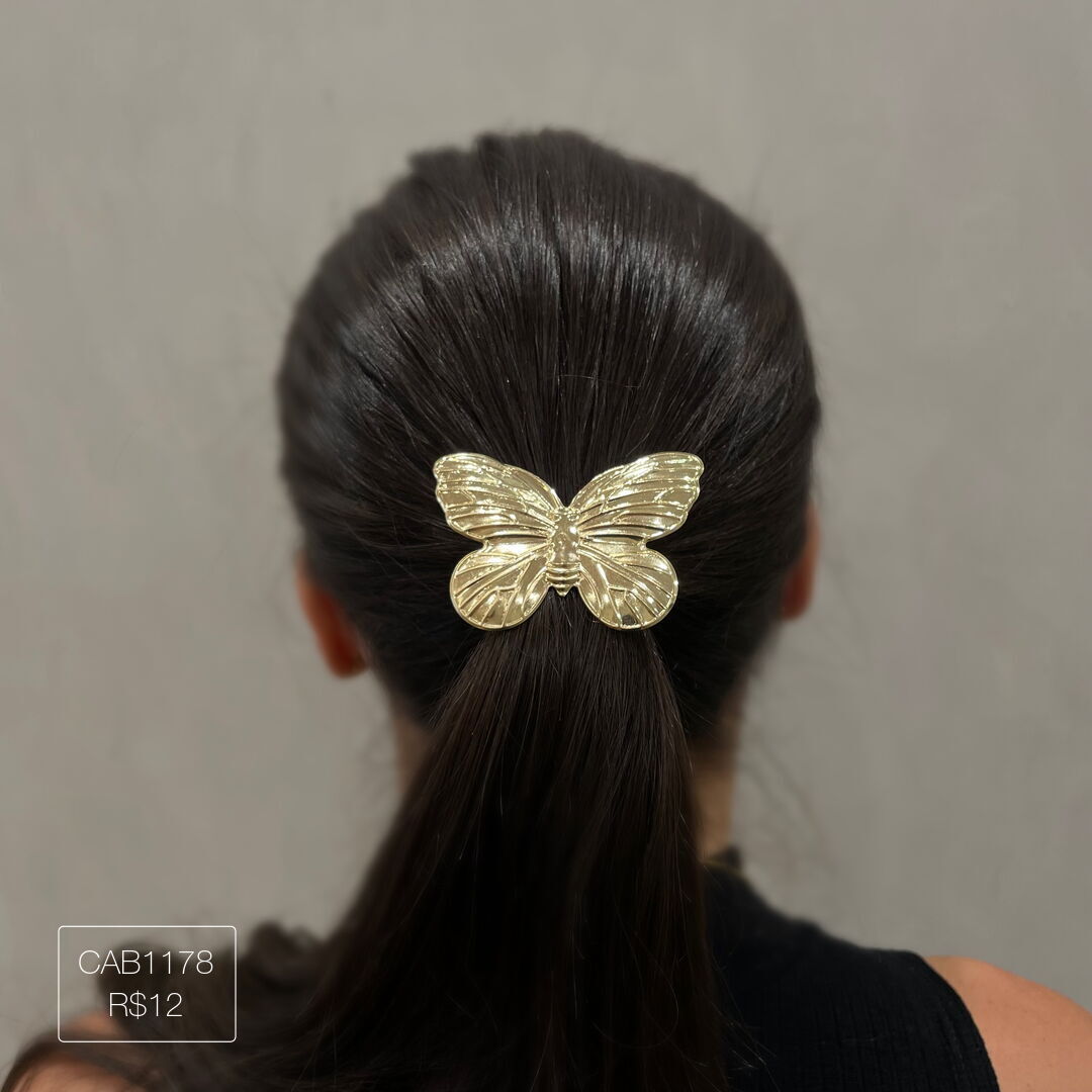 Pony Cuff Borboleta GG Liso Dourado